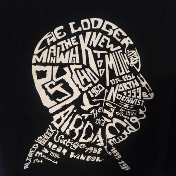 Alfred Hitchcock Rare Movies Typeography T-Shirt - Large - Picture 2 of 9